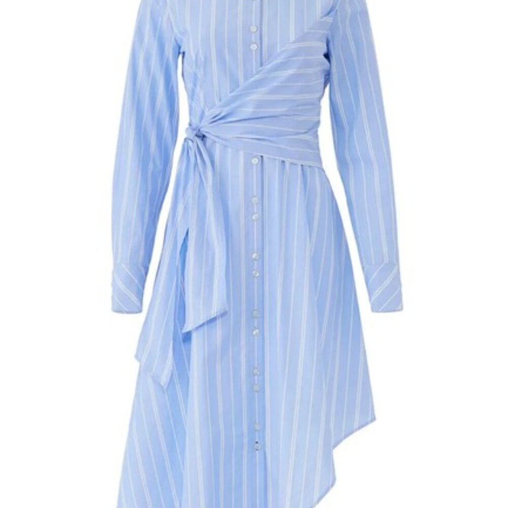 Jonathan Simkhai Asymmetric Wrap Oxford Shirt Dress, XS